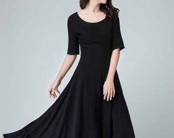 Black maxi linen dress 1467# Black maxi linen dress 1467#