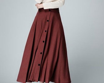 ASK availability First) BEAM Uhr Linen Big Button Skirt New