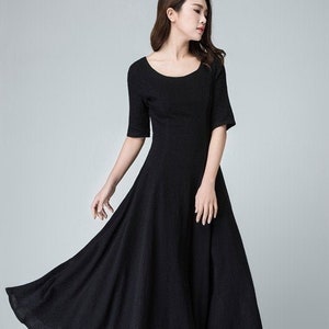 Black maxi linen dress 1467# Black maxi linen dress 1467#