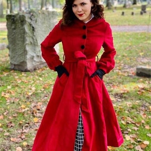 Red hooded maxi wool coat 3225 Red hooded maxi wool coat 3225