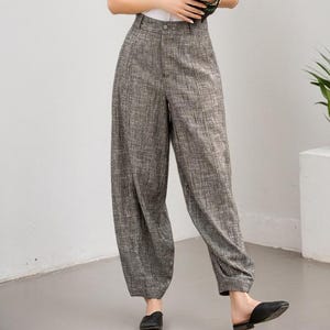 Loose Long Linen Pants in gray, Casual Baggy Harem Pants, Harem pants women, Linen baggy pants, Women&#39;s spring Trousers, XiaoLizi 2849#