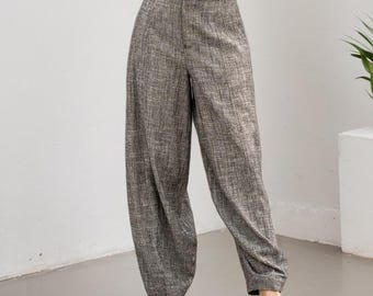 Loose Long Linen Pants in gray, Casual Baggy Harem Pants, Harem pants women, Linen baggy pants, Women's spring Trousers, XiaoLizi 2849#