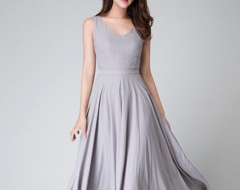 Gray sleeveless Maxi fit and flare dress 1525# Gray sleeveless Maxi fit and flare dress 1525#