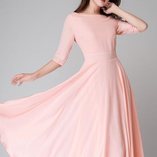 womens pink chiffon dress