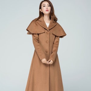 Maxi Wool Coat With Capelet For Women 1599# Maxi Wool Coat With Capelet For Women 1599#