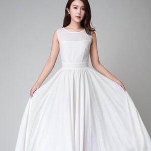 Modest wedding dress, Simple wedding dress, White Maxi dress, White Dress Women, Chiffon dress, Bridesmaid dress, Summer Prom Dress 1535 image 4