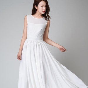 Modest wedding dress, Simple wedding dress, White Maxi dress, White Dress Women, Chiffon dress, Bridesmaid dress, Summer Prom Dress 1535 image 3