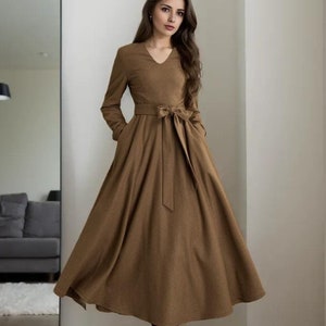 Fit and flare brown winter wool dress 5360 Fit and flare brown winter wool dress 5360