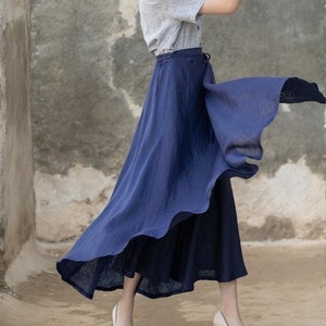 Linen Skirt, Swing Linen Skirt, Wrap Linen Skirt, Linen Long
