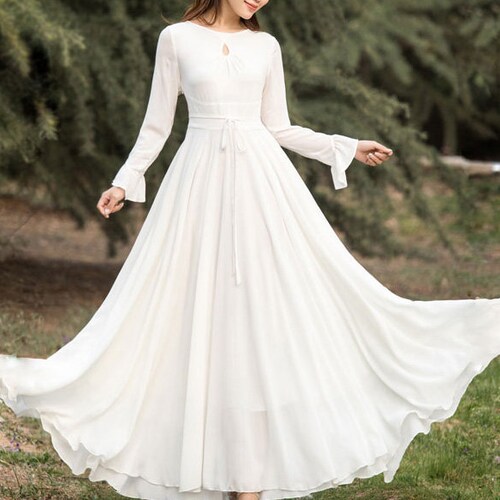 Swing Maxi Dress Fit and Flare Chiffon 