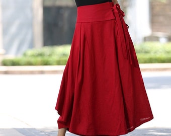 Pleated Wrap Skirt - Red - MASU– MASU Official Online Store