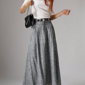 A Line Maxi skirt, Linen skirt, Long Linen skirt, gray skirt, ladies skirts, pocket skirts, Summer spring outfit, custom skirt 1039 Gray-1039