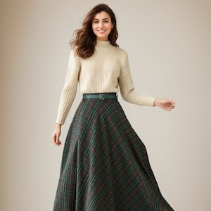 Swing Long wool plaid skirt 4624 Swing Long wool plaid skirt 4624