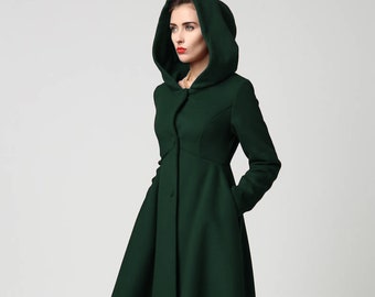 Women's Autumn Winter Wool Coat With Hood, Hooded Wool Coat, Vintage  Inspired Swing Coat, Wool Princess Coat, Custom Made Coat 2650 