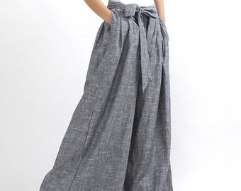 Wide leg pants, Palazzo pants, Grey Linen pants, linen pants, Long linen pants, women linen pants, Loose linen pant, Casual pants 0308#