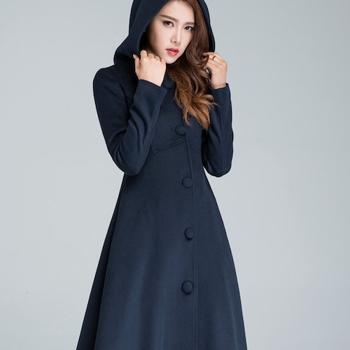 navy blue long jacket womens