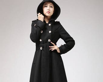 fit and flare coat Swing Coat double breasted coat dress