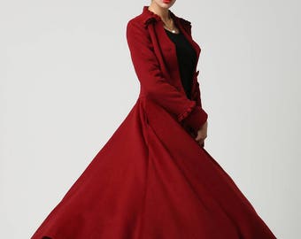 Long Winter Coat Red Coat Maxi Coat Wool Coat Dress Coat - Etsy