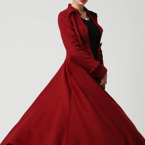 Long Winter Coat Red Maxi Wool Dress Long Winter Coat Red Maxi, Red Womens Winter Dress Coats