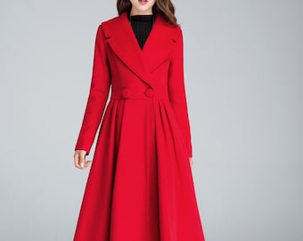plus size fit and flare wool coat