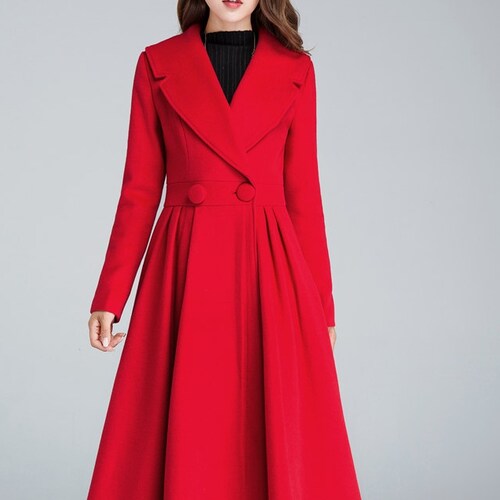 Long Winter Coat Red Maxi Wool Dress Long Winter Coat Red Maxi, Red Womens Winter Dress Coats