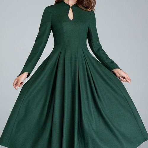 Wool Dress Vintage Inspired Wool Dress Long Sleeves Swing - Etsy