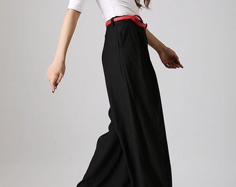 Black Linen Pants Outfit Summer Casual Street Styles, Women's Wide