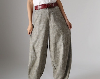 women‘s Linen baggy pants, Washed linen pants, Long linen pants, Summer pants, Loose Fitting Pants, Casual pant 0986