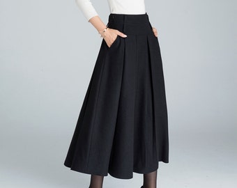 black skirt wool skirt long skirt womens skirts winter