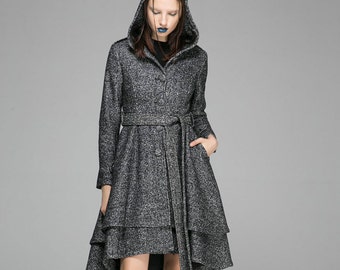 asymmetrical coat asymmetrical wool coat winter coat short | Etsy