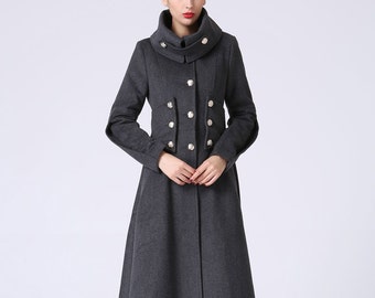 long black coat Trench coat military coat long coat black