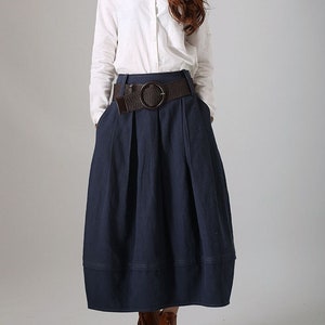 Women's pleated bubble linen skirt in Grey 1503# Women's pleated bubble linen skirt in Grey 1503#