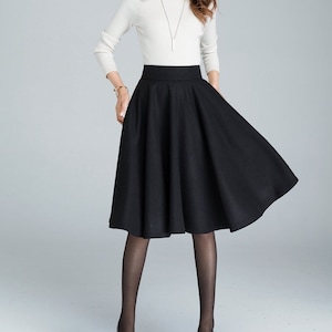 Hight waisted A line wool circle skirt for winter 1633# Hight waisted A line wool circle skirt for winter 1633#