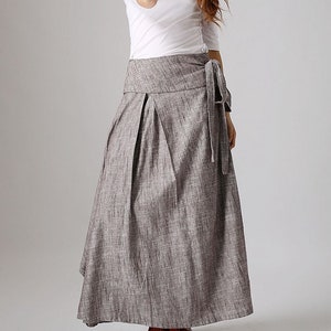 Linen skirt pockets, linen skirt, wrap skirt, linen wrap skirt, maxi skirt, womens skirts, maxi wrap skirt, linen skirt women 0872 image 1