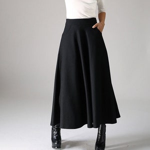 Long Wool Skirt, Black Wool Skirt, A Line Skirt, Vintage Long Wool Skirt, Black Wool Skirt, A Line Skirt, Vintage