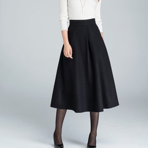 A line Midi skirt, Midi wool skirt, wool skirt, woman skirt, black winter skirt, fitted skirt, handmade skirt, warm winter skirt 1636#