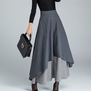 Long Wool Skirt, Dark Grey Skirt, Gray Wool Skirt, Warm Winter Skirt ...