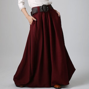 Burgundy skirt, linen skirt, maxi linen skirt, Asymmetrical skirt, women linen skirt, linen skirt pockets, women linen clothing 0910 Burgundy-0910