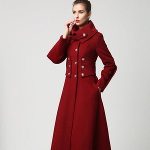 Wool coat, winter coat women, Red wool coat, Long wool coat, military Coat women, warm winter coat, wool coat women, wool clothing 1118#