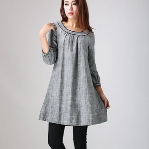 Linen tunic, Tunic dress, Linen dress, tunic top, women tunic, Plus size dress, Loose Linen dress, linen clothing, House dress 0783 gray-783