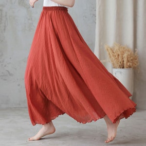 Long Maxi Skirt for Women, Bohemia Pleated Skirt, Circle Skirt, Plus Size Cotton Skirt, Retro Flowy Swing Skirt, Full Summer Skirt 2744 image 3