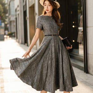 formal dress for interview for male Panther Black Midi Semi Formal Dress – iwearmystyle main image 0