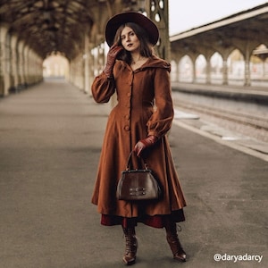 Dark Brown Long Hooded Wool Coat Women 3255 Dark Brown Long Hooded Wool Coat Women 3255