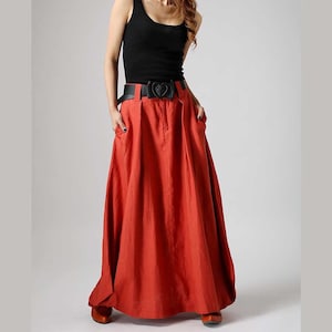 Long linen skirt, Maxi linen skirt, Linen skirt, long lagenlook skirt, Asymmetrical Skirt, long skirts for women, skirt with pockets 0896 image 1