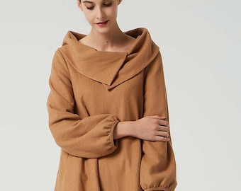 Wool Dress, Tunic Dress, Brown Wool Dress, Womens Dresses, Winter