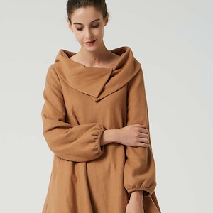 Brown loose fitting wool tunic dress 2066 Brown loose fitting wool tunic dress 2066