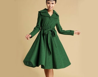 green coat dress