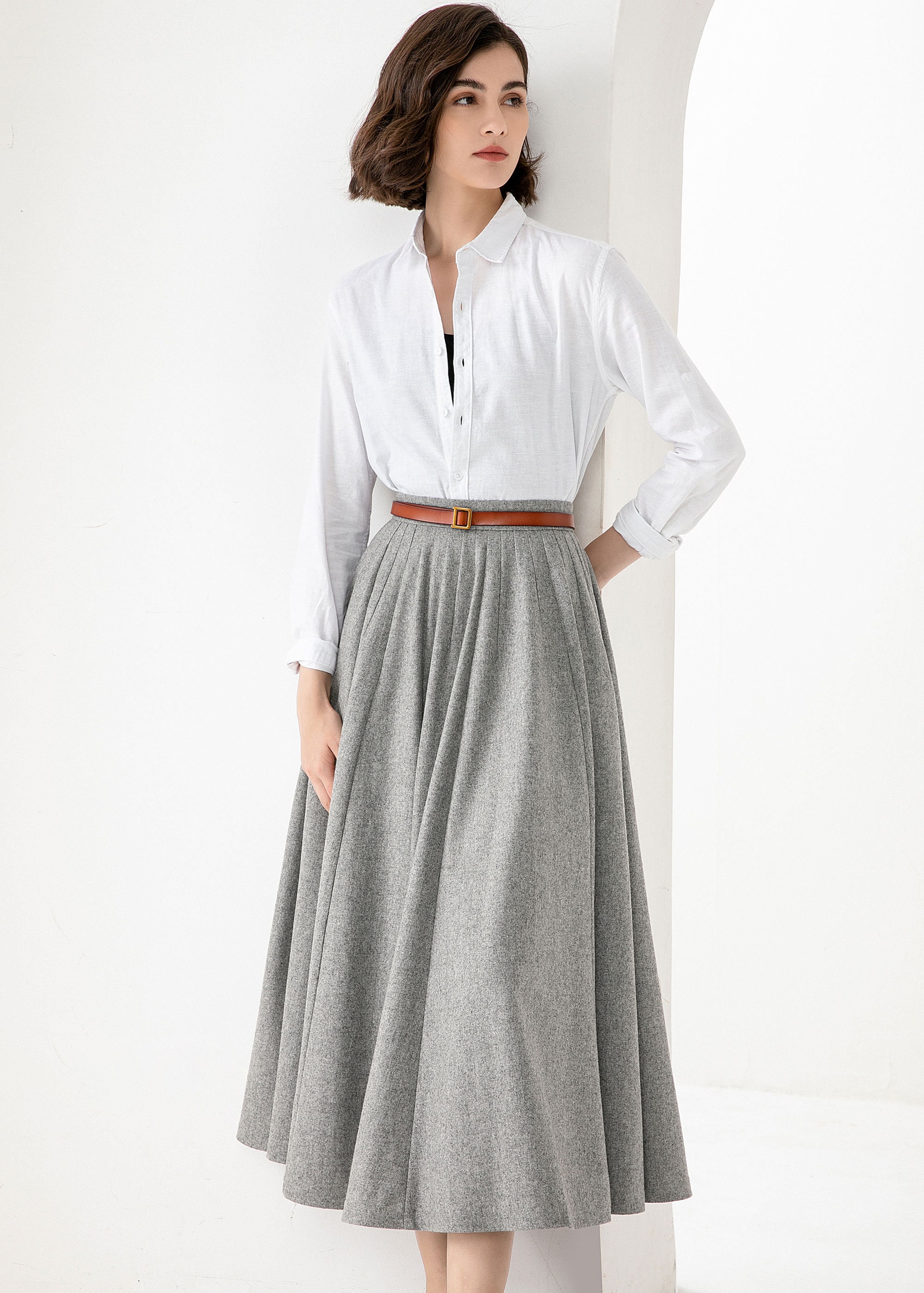 ★SCULPTOR★ Tailored Wool Skirt Gray SC24A411GY il_fullxfull.5335977890_ekso.jpg