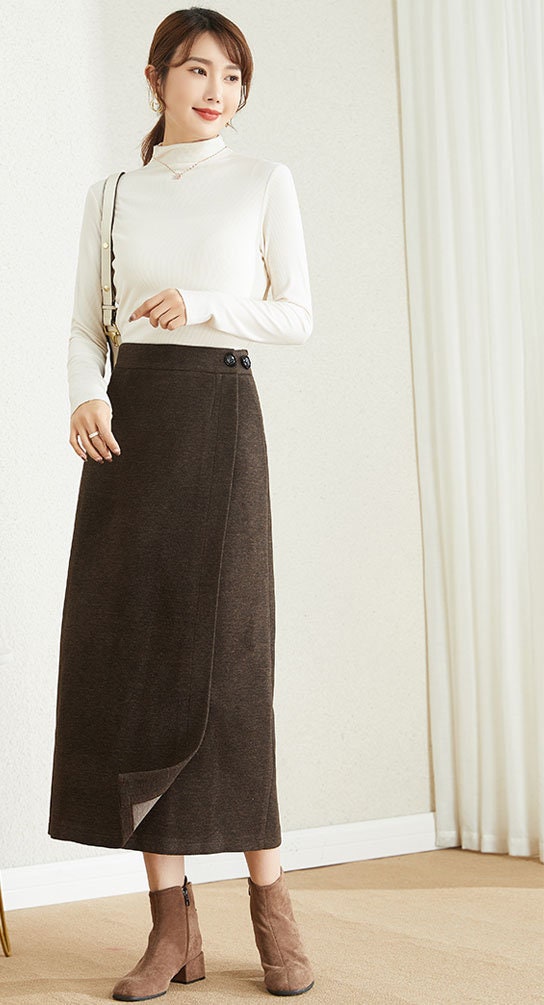 MoFiz Wikkelrok voor dames, thermische rok, lichte wandelrok, A-lijn, outdoor rok, hoge taille, voor herfst en winter, blauw, L MoFiz Wikkelrok voor dames, thermische rok, lichte wandelrok, A-lijn, outdoor rok, hoge taille, voor herfst en winter, blauw, L