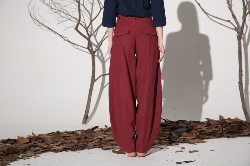 Red Linen Pants Women Linen Pants Womens Pants With Pockets Etsy